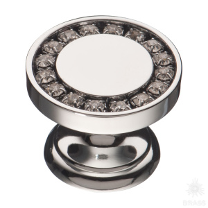 0776-005 Ручка кнопка с кристаллами Swarovski, глянцевый хром