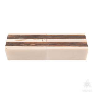 100A1 Ручка скоба, цвет - слоновая кость с деревянными вставками 64 мм