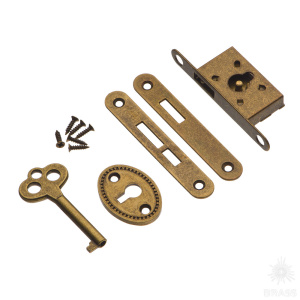 30.00.057-0 Замок для шкатулки врезной (комплект), сталь, цвет бронза