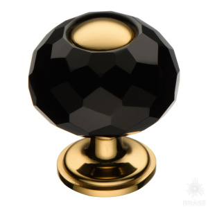0737-320-1-BLACK Ручка кнопка с кристаллом, глянцевое золото