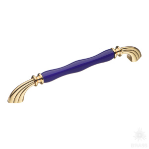 1905-60-192-COBALT Ручка скоба керамика с металлом, синий/глянцевое золото 192 мм