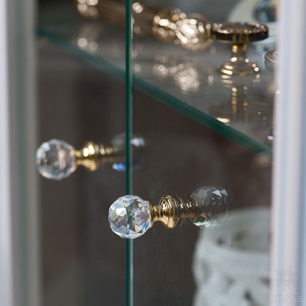 9933-100 Ручка кнопка с кристаллом Swarovski, глянцевое золото 