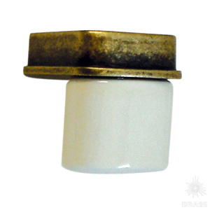 398B1 Ручка кнопка керамика с металлом, цвет молочный