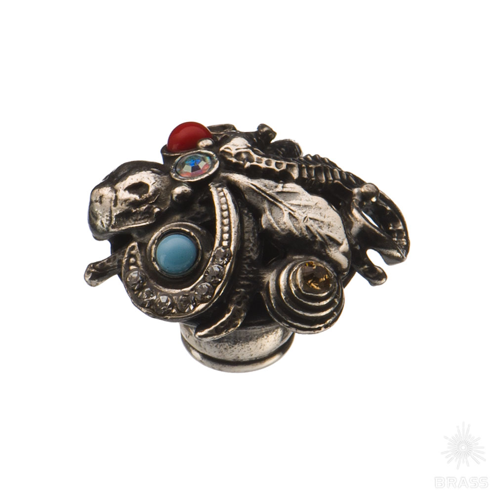 PV2122/K Ручка кнопка с кристаллами, старое серебро