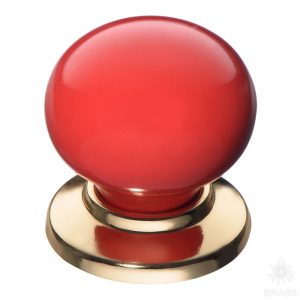 3005-60-RED Ручка кнопка керамика с металлом, красный/глянцевое золото