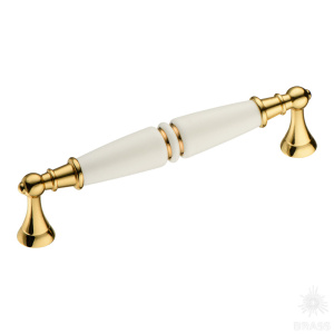 2119-69-128-000-KREM-GOLD LINE Ручка скоба, глянцевое золото/кремовый 128 мм