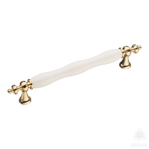 1670-69-160-000 Ручка скоба, глянцевое золото/белый 160 мм