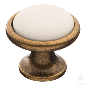 3008-40-000 Ручка кнопка, старая бронза/белый