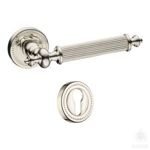 0212-016Y Ручка дверная в комплекте с накладкой под цилиндрический замок, глянцевый никель