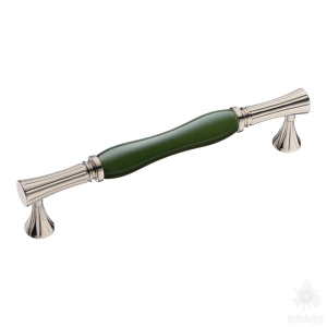2204-51-160-GREEN PEARL Ручка скоба керамика с металлом, зелёный/глянцевый никель 160 мм