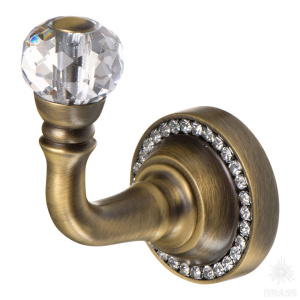 1471-013L Крючок однорожковый с кристаллами Swarovski, старая бронза