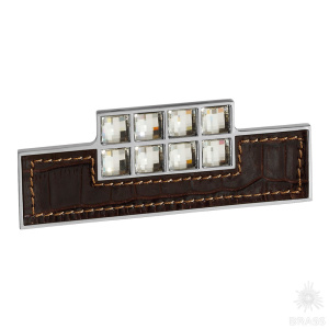 7148.0115.026.177 Ручка скоба с кристаллами Swarovski, натуральная кожа, глянцевый хром 32 мм