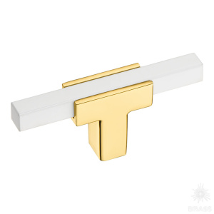 67-Gold-White Ручка кнопка, глянцевое золото/белый