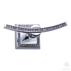 3506-2-75-005 Крючок однорожковый с кристаллами Swarovski, глянцевый хром