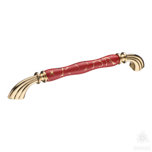 1905-60-192-RED 449 GOLD Ручка скоба керамика с металлом, орнамент/глянцевое золото 192