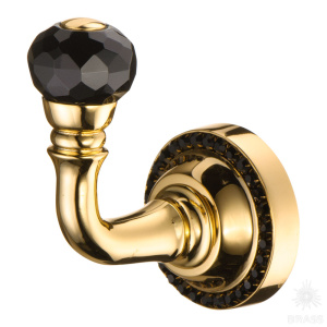 1471-320 BLACK Крючок однорожковый с кристаллами Swarovski, глянцевое золото