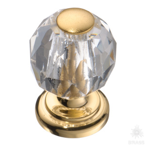 0737-030-MINI Ручка кнопка с кристаллом, глянцевое золото 24K