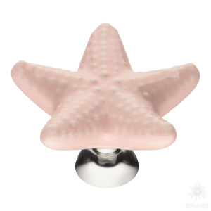 STAR 004 Ручка кнопка, розовый/глянцевый хром