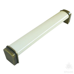 397B3 Ручка скоба керамика с металлом, цвет молочный 160 мм