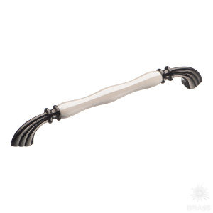 1905-70-192-L PEARL Ручка скоба керамика с металлом, перламутровый/графит 192 мм