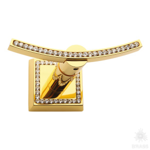 3506-2-75-030 Крючок однорожковый с кристаллами Swarovski, глянцевое золото 24K