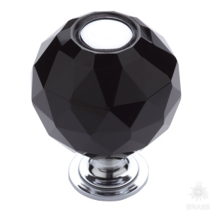 0737-520-2-BLACK Ручка кнопка с кристаллом, глянцевый хром