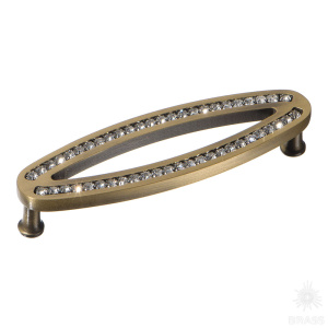 2577-013-96 Ручка скоба с кристаллами Swarovski, состаренная латунь 96 мм