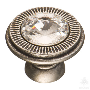 25.319.25.SWA.16 Ручка кнопка с кристаллом Swarovski, старое серебро