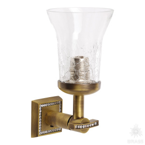 3502-75-013 Светильник однорожковый, латунь, стекло, кристаллы Swarovski, бронза
