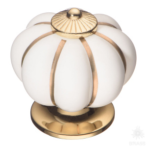 S-101 GOLD WHITE Ручка кнопка, белый/глянцевое золото