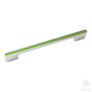 182160MP02PL13 Ручка скоба, глянцевый хром/зелёный 160 мм