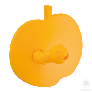 461025ST07ST07  Ручка кнопка детская, яблоко жёлтое с жёлтым червячком