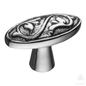 07104-055 Ручка кнопка, глянцевый хром с чёрной патиной