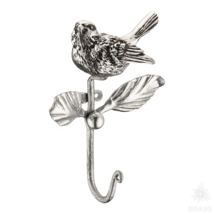 22664-АСр Настенный крючок "Птичка Терра" ВБ, античное серебро