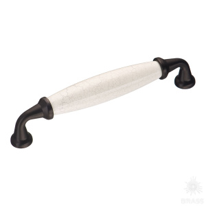 2005-85-128-08 Ручка скоба керамика с серой "паутинкой", чёрный 128 мм