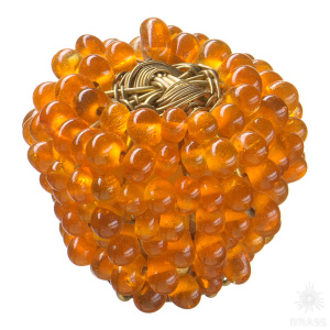 559NA Ручка кнопка, бусины, вплетенные в латунно-проволочный каркас