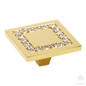 0771-030-3 Ручка кнопка с кристаллами Swarovski, глянцевое золото 24K