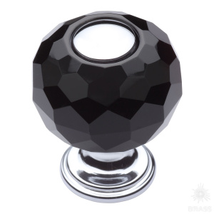 0737-520-1-BLACK Ручка кнопка с кристаллом, глянцевый хром