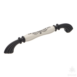 1905-85-160-470 Ручка скоба керамика с металлом, белый/чёрный 160 мм