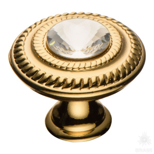 15.346.30.SWA.19 Ручка кнопка с кристаллом, глянцевое золото 24K