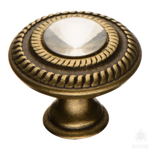 15.346.30.SWA.12 Ручка кнопка с кристаллом, античная бронза