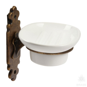 131247 Держатель для мыла, латунь, керамика, старая бронза