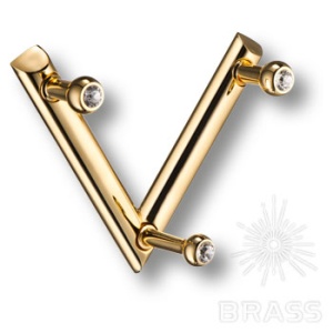 0493-030-V3 SWR Крючок трехрожковый, латунь с кристаллами Swarovski, глянцевое золото 24K