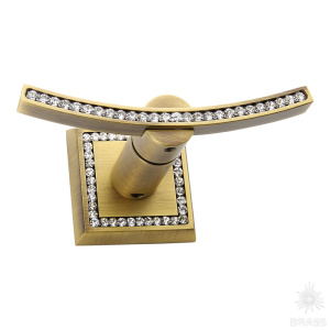 3506-2-75-013 Крючок однорожковый с кристаллами Swarovski, старая бронза