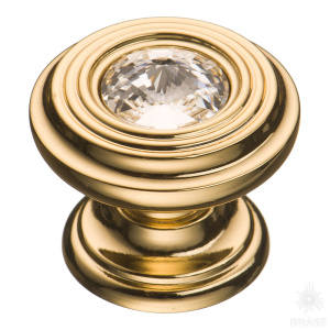 9952-100 Ручка кнопка с кристаллом Swarovski, глянцевое золото