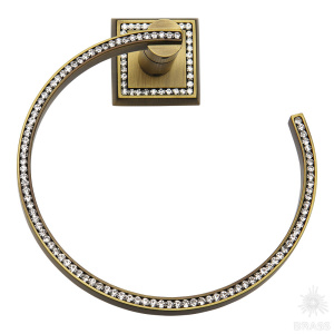 3510-75-013 Держатель для полотенец, латунь с кристаллами Swarovski, старая бронза