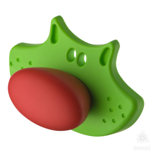 484025ST06/ST09 Ручка кнопка, зелёный медвежонок с красным носом