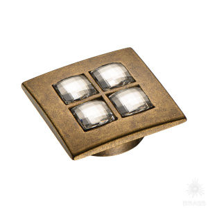 7164.0038.002 Ручка кнопка с кристаллами Swarovski, старая бронза