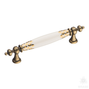 1980-40-128-456 Ручка скоба, старая бронза/орнамент 128 мм