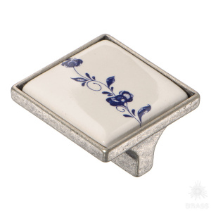 15.326.32.PO01.16 Ручка кнопка, старое серебро 32 мм